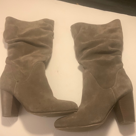 Franco Fortini Leigh Tan Suede Heeled Slouch Boots Size 6Tall Slouch Boots - Picture 1 of 5